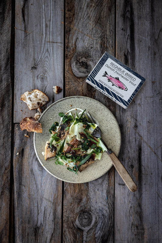 Danish rainbow trout with pointed cabbage, yoghurt and wild garlic dressing by Mikkel Karstad